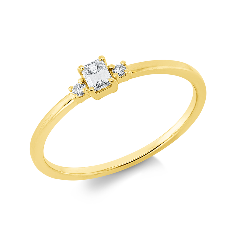Image 90002107 - Ring 4er-Krappe 18 kt GG, 1 Sm.schliff 0,11 ct, TW-si, 2 Brillanten 0,03 ct, TW-si, H:6,4 ...