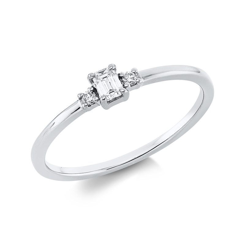 Image 90002108 - Ring 4er-Krappe 18 kt WG, 1 Sm.schliff 0,10 ct, TW-si, 2 Brillanten 0,03 ct, TW-si, ...