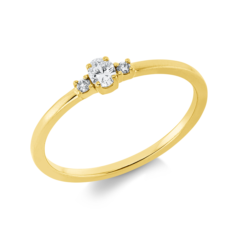 Image 90002110 - Ring 4er-Krappe 18 kt GG, 1 Oval 0,10 ct, TW-si, 2 Brillanten 0,03 ct, TW-si, H:6,3 mm, ...