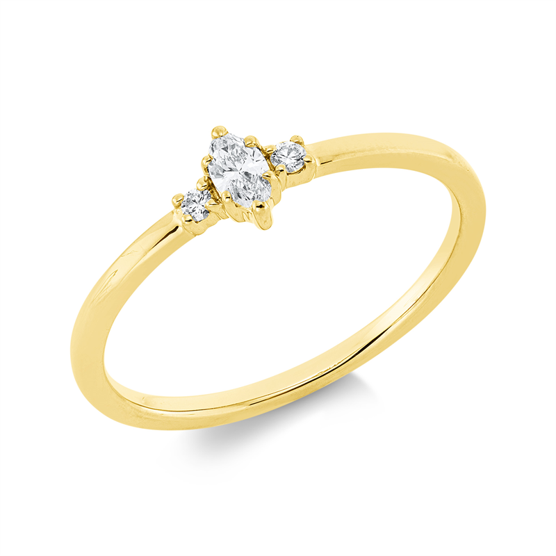 Image 90002112 - Ring 6er-Krappe 18 kt GG, 1 Navette 0,10 ct, TW-si, 2 Brillanten 0,03 ct, TW-si, H:6,4 ...