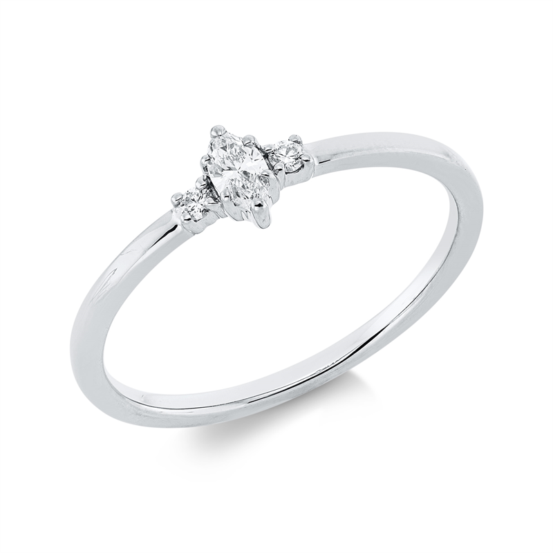 Image 90002113 - Ring 6er-Krappe 18 kt WG, 1 Navette 0,10 ct, TW-si, 2 Brillanten 0,03 ct, TW-si, H:6,4 ...