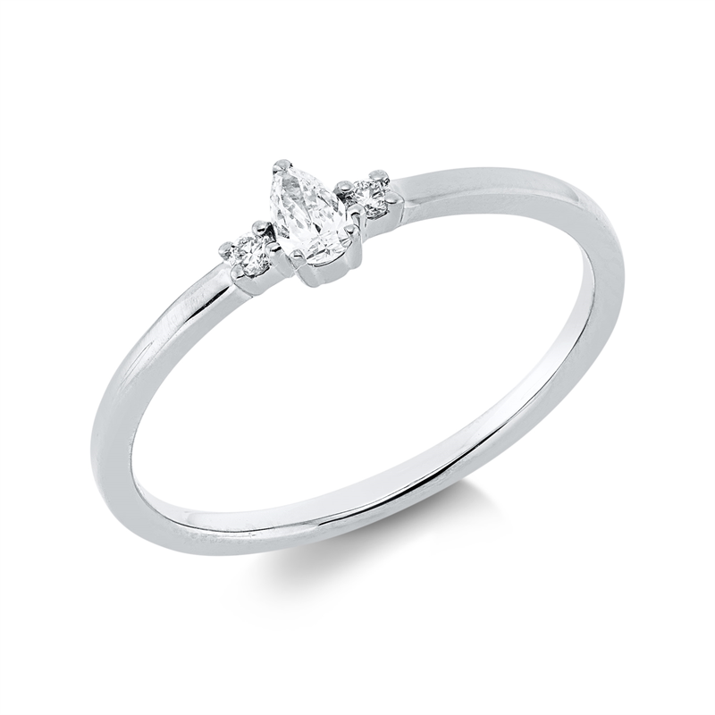 Image 90002116 - Ring 3er-Krappe 18 kt WG, 1 Tropfen 0,10 ct, TW-si, 2 Brillanten 0,03 ct, TW-si, H:6,3 ...