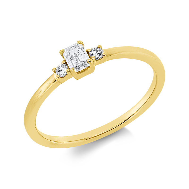 Image 90002117 - Ring 4er-Krappe 18 kt GG, 1 Sm.schliff 0,19 ct, TW-si, 2 Brillanten 0,04 ct, TW-si, H:7,1 ...