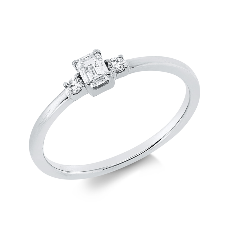Image 90002119 - Ring 4er-Krappe 18 kt WG, 1 Sm.schliff 0,20 ct, TW-si, 2 Brillanten 0,05 ct, TW-si, ...