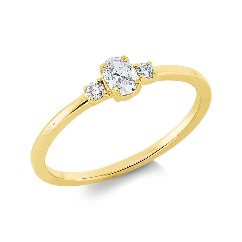Image 90002121 - Ring 4er-Krappe 18 kt GG, 1 Oval 0,19 ct, TW-si, 2 Brillanten 0,04 ct, TW-si, H:7,4 mm, ...