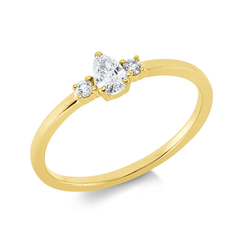 Image 90002126 - Ring 3er-Krappe 18 kt GG, 1 Tropfen 0,19 ct, TW-si, 2 Brillanten 0,04 ct, TW-si, H:7,7 ...