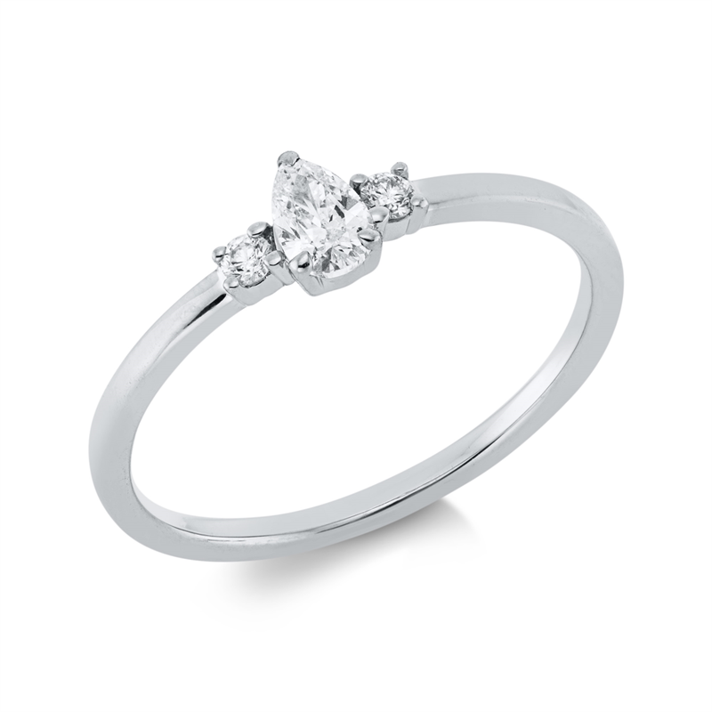 Image 90002128 - Ring 3er-Krappe 18 kt WG, 1 Tropfen 0,19 ct, TW-si, 2 Brillanten 0,05 ct, TW-si, ...