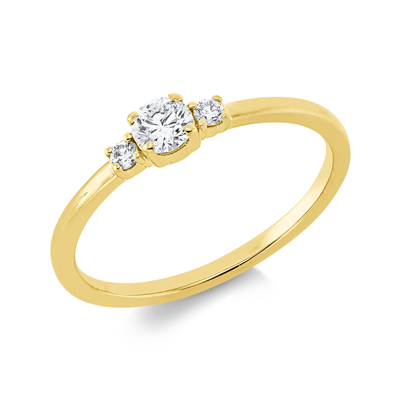 Image 90002129 - Ring 4er-Krappe 18 kt GG, 1 Brill. 0,18 ct, TW-si, 2 Brillanten 0,04 ct, TW-si, H:7,4 mm, ...