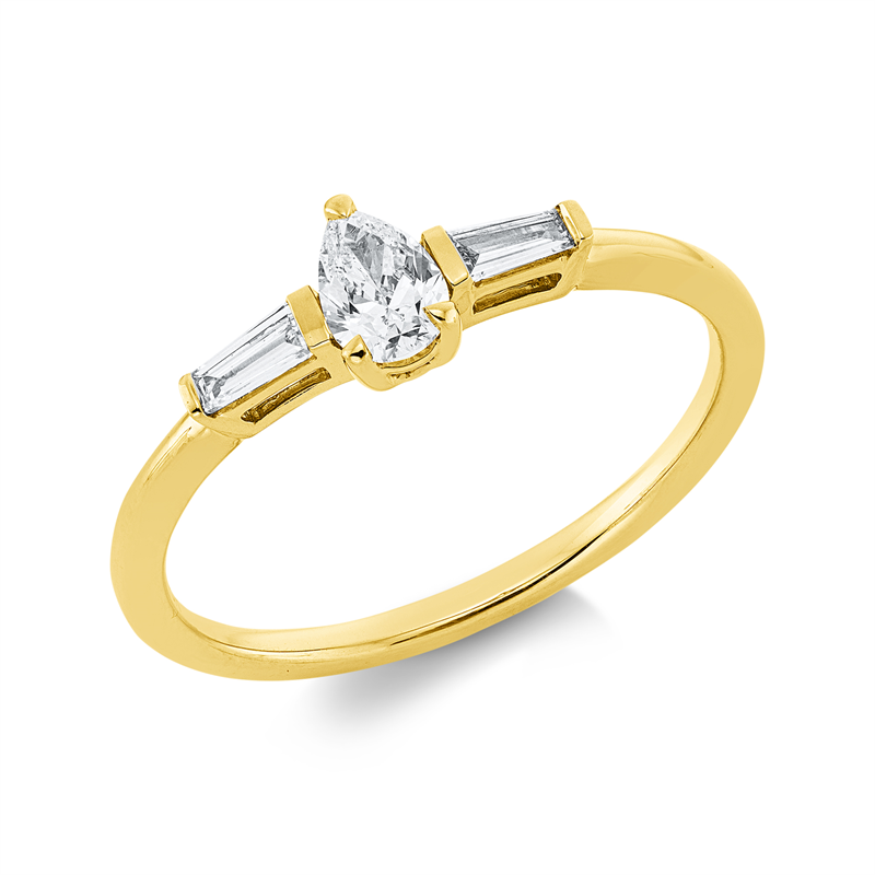 Image 90002133 - Ring 3er-Krappe 18 kt GG, 1 Tropfen 0,21 ct, TW-si, 2 Trapeze 0,10 ct, TW-si, H:12,3 mm, ...