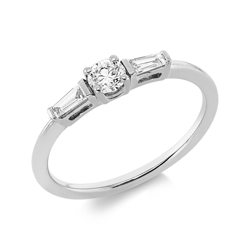 Image 90002143 - Ring 4er-Krappe 18 kt WG, 1 Brill. 0,22 ct, TW-si, 2 Trapeze 0,11 ct, TW-si, ...