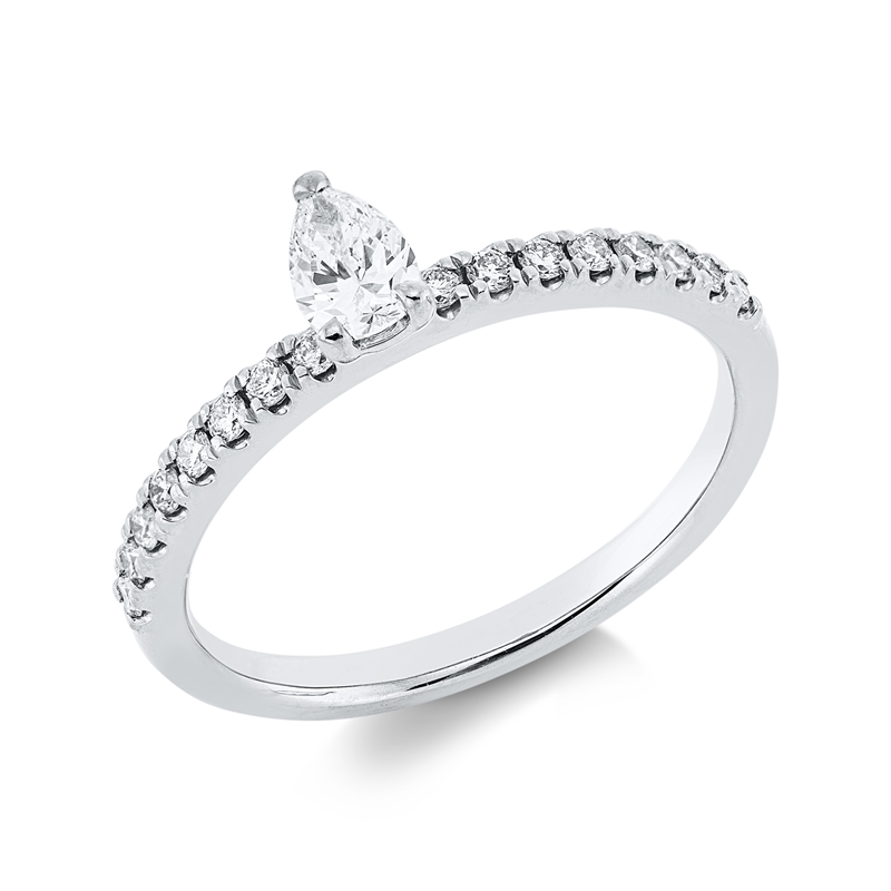 Image 90002144 - Ring 3er-Krappe 18 kt WG, 1 Tropfen 0,26 ct, TW-si, 16 Brillanten 0,18 ct, TW-si, ...