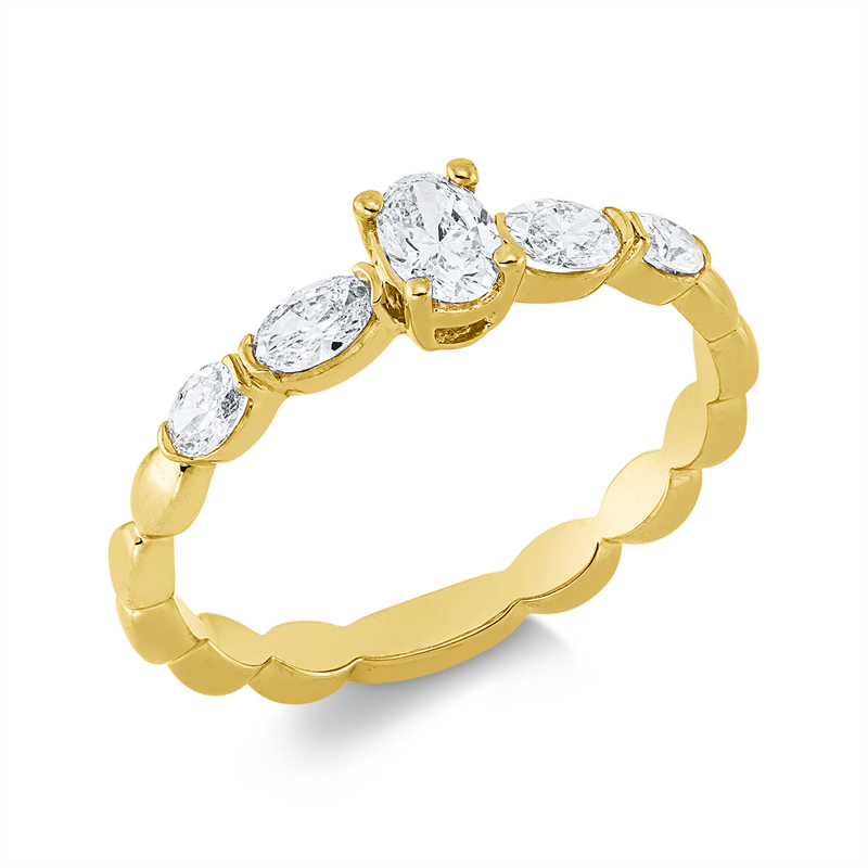 Image 90002160 - Ring 18 kt GG, 4 Oval 0,32 ct, TW-si, 1 Oval 0,20 ct, TW-si, ...