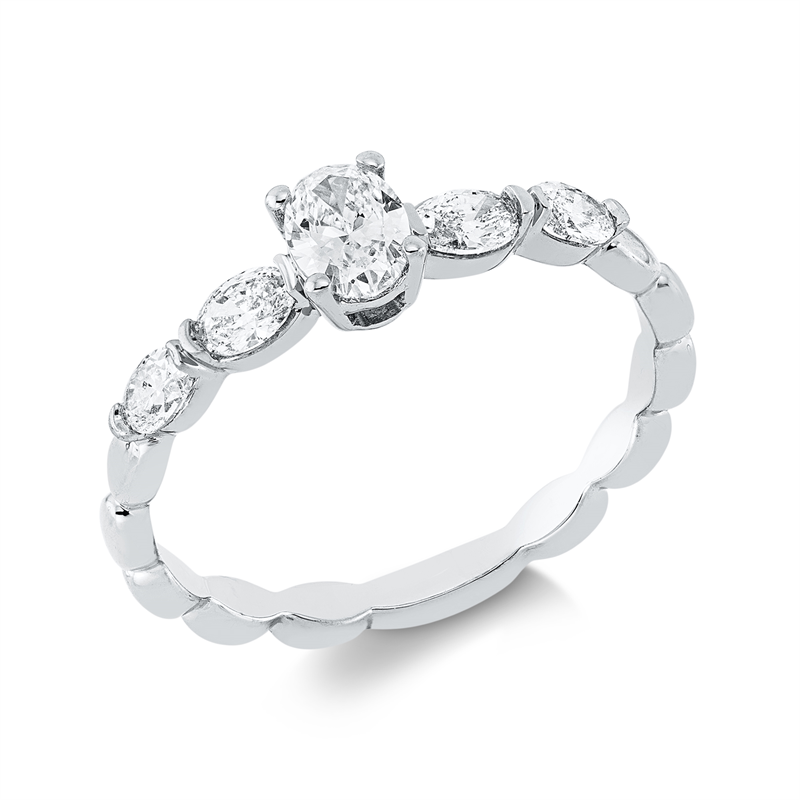 Image 90002161 - Ring 18 kt WG, 4 Oval 0,30 ct, TW-si, 1 Oval 0,24 ct, TW-si, ...