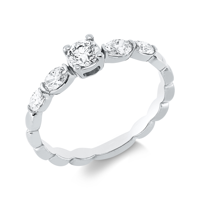 Image 90002166 - Ring 18 kt WG, 4 Oval 0,33 ct, TW-si, 1 Brill. 0,26 ct, TW-si, ...