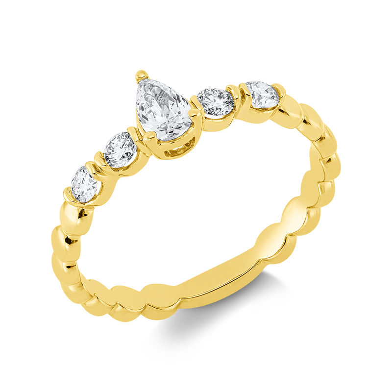 Image 90002167 - Ring 18 kt GG, 4 Brillanten 0,21 ct, TW-si, 1 Tropfen 0,19 ct, TW-si, H:4,0 mm, B:5,8 mm, ...