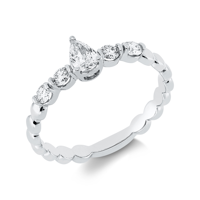 Image 90002168 - Ring 18 kt WG, 4 Brillanten 0,23 ct, TW-si, 1 Tropfen 0,20 ct, TW-si, ...