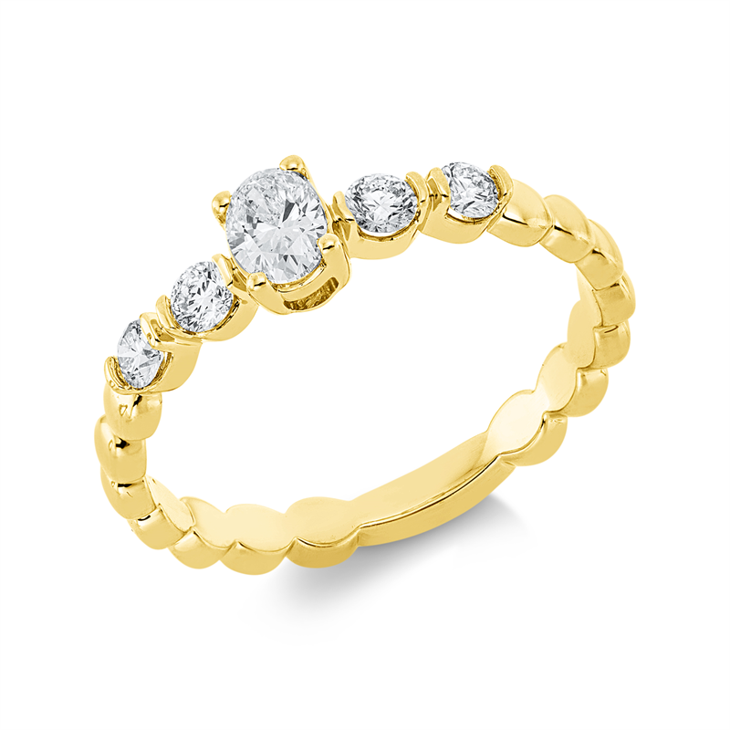 Image 90002173 - Ring 18 kt GG, 1 Oval 0,18 ct, TW-si, 4 Brillanten 0,21 ct, TW-si, H:3,8 mm, B:4,9 mm, ...