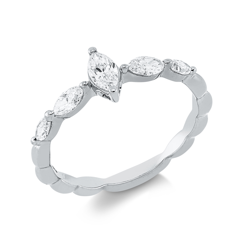 Image 90002265 - Ring 18 kt WG, 1 Navette 0,19 ct, TW-si, 4 Navette 0,32 ct, TW-si, ...