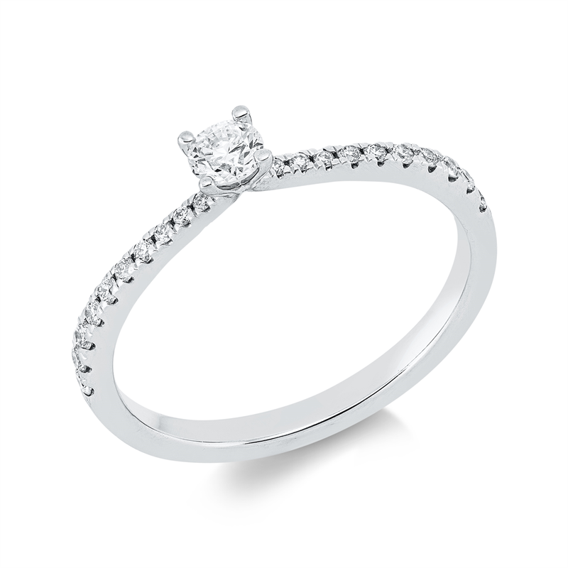 Image 90002282 - Ring 4er-Krappe 18 kt WG, 1 Brill. 0,15 ct, TW-si, 20 Brillanten 0,14 ct, TW-si, ...