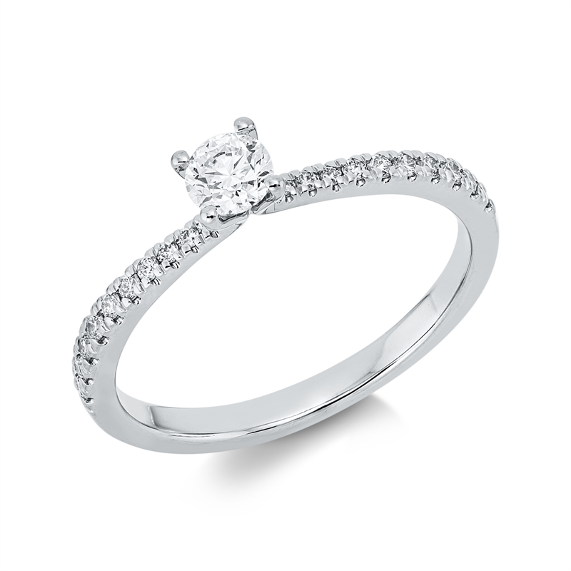 Image 90002285 - Ring 4er-Krappe 18 kt WG, 1 Brill. 0,25 ct, TW-si, 20 Brillanten 0,15 ct, TW-si, ...