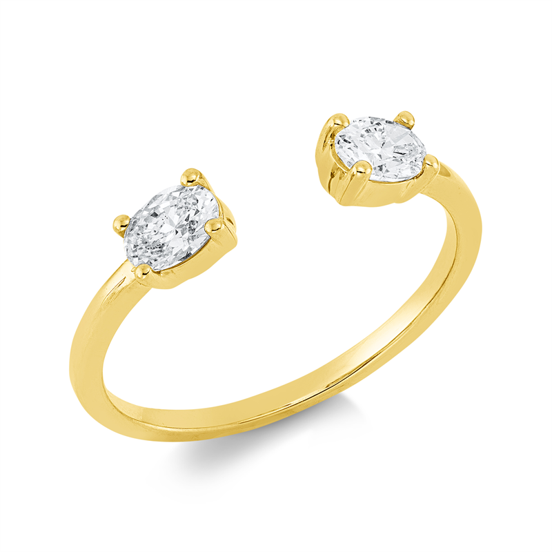 Image 90002286 - Ring 4er-Krappe 18 kt GG, 2 Oval 0,50 ct, TW-si, H:14,5 mm, B:3,5 mm, ...