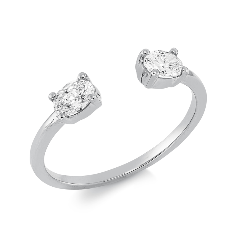 Image 90002287 - Ring 4er-Krappe 18 kt WG, 2 Oval 0,50 ct, TW-si, Weite:54 =*=*= Unterkategorie: Modern ...