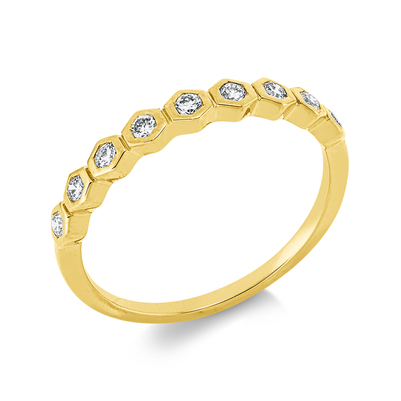 Image 90002289 - Ring Zarge 18 kt GG, 9 Brillanten 0,20 ct, TW-si, B:2,7 mm, ...