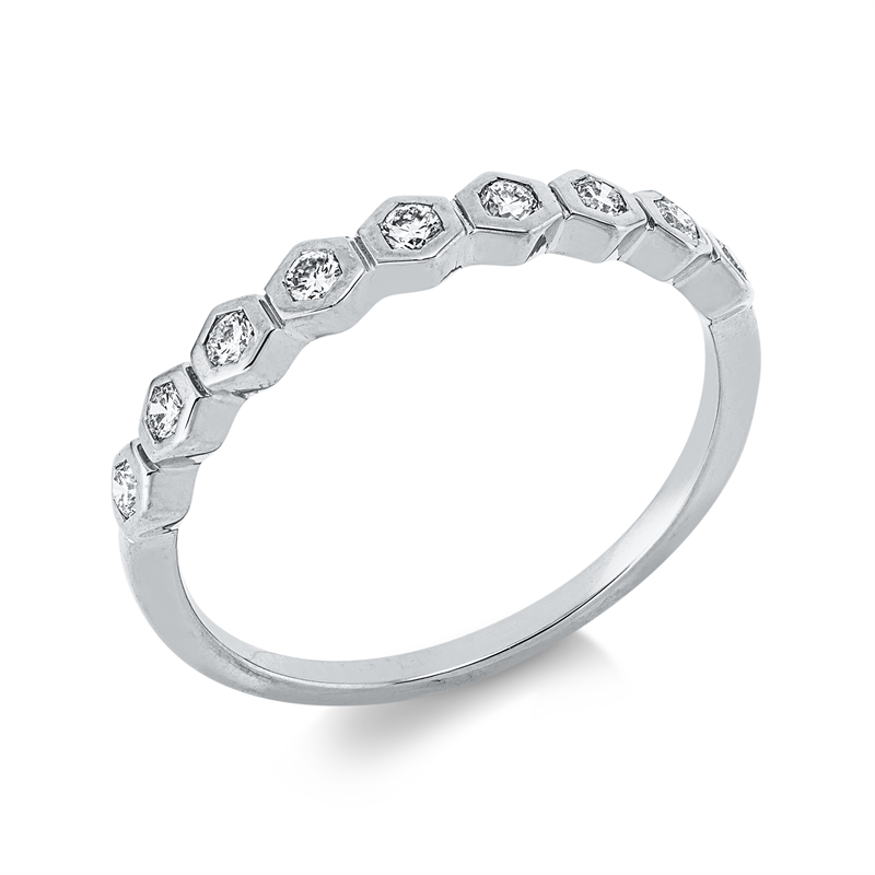 Image 90002290 - Ring Zarge 18 kt WG, 9 Brillanten 0,20 ct, TW-si, B:2,7 mm, ...