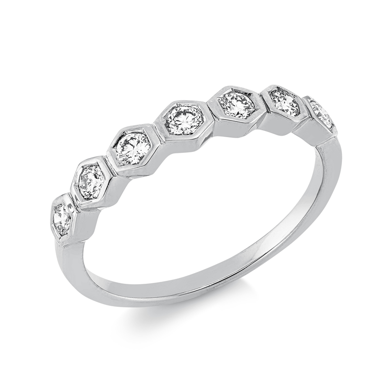 Image 90002292 - Ring Zarge 18 kt WG, 7 Brillanten 0,35 ct, TW-si, B:3,6 mm, ...