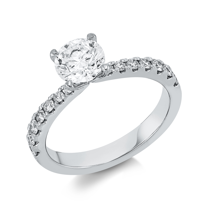 Image 90002297 - Ring 4er-Krappe 18 kt WG, GIA5513732047, 1 Brill. 1,00 ct, TW-si, 14 Brillanten 0,33 ct, ...