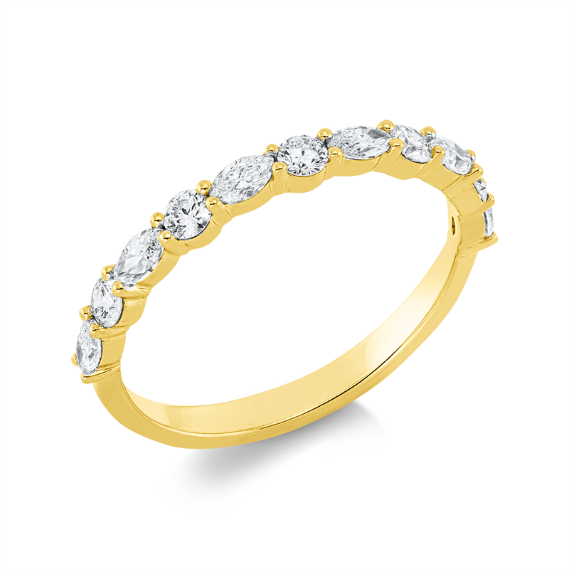 Image 90002304 - Ring 18 kt GG, 6 Navette 0,27 ct, TW-si, 5 Brillanten 0,23 ct, TW-si, ...
