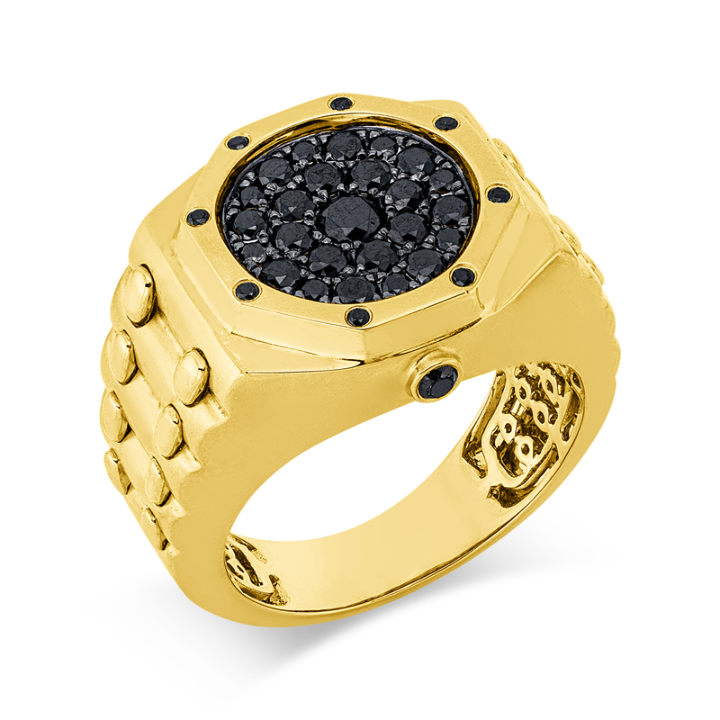 Image 90002311 - Ring 18 kt GG, Fassung teils schwarz rhodinie, 17 Brillanten 0,64 ct, schwarz, 1 Brill. ...