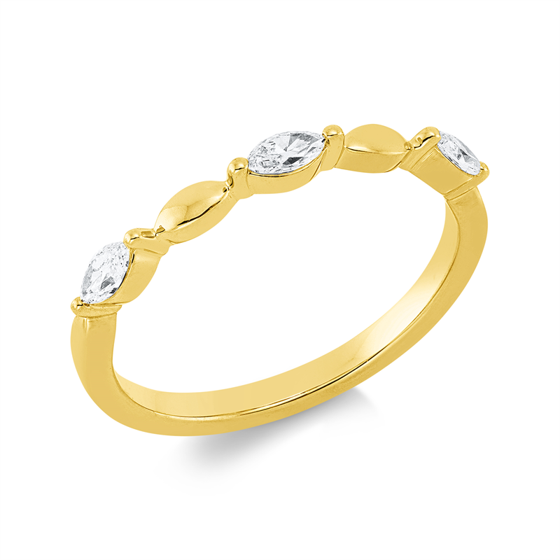 Image 90002315 - Ring 2er-Krappe 18 kt GG, 3 Navette 0,20 ct, TW-si, B:2,3 mm, ...