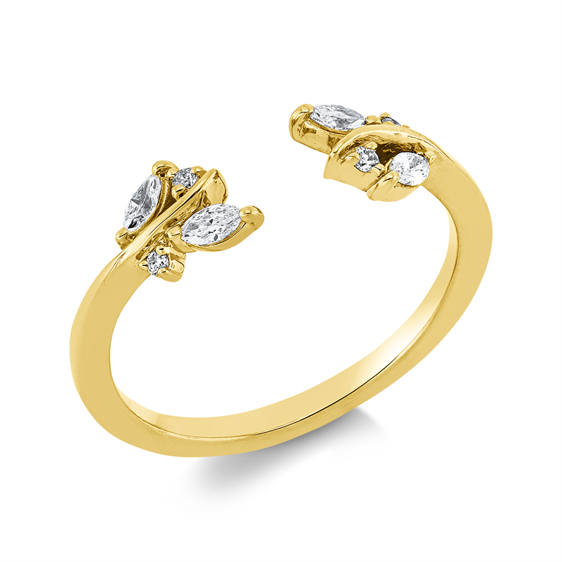 Image 90002316 - Ring 18 kt GG, 4 Navette 0,13 ct, TW-si, 4 Brillanten 0,03 ct, TW-si, ...