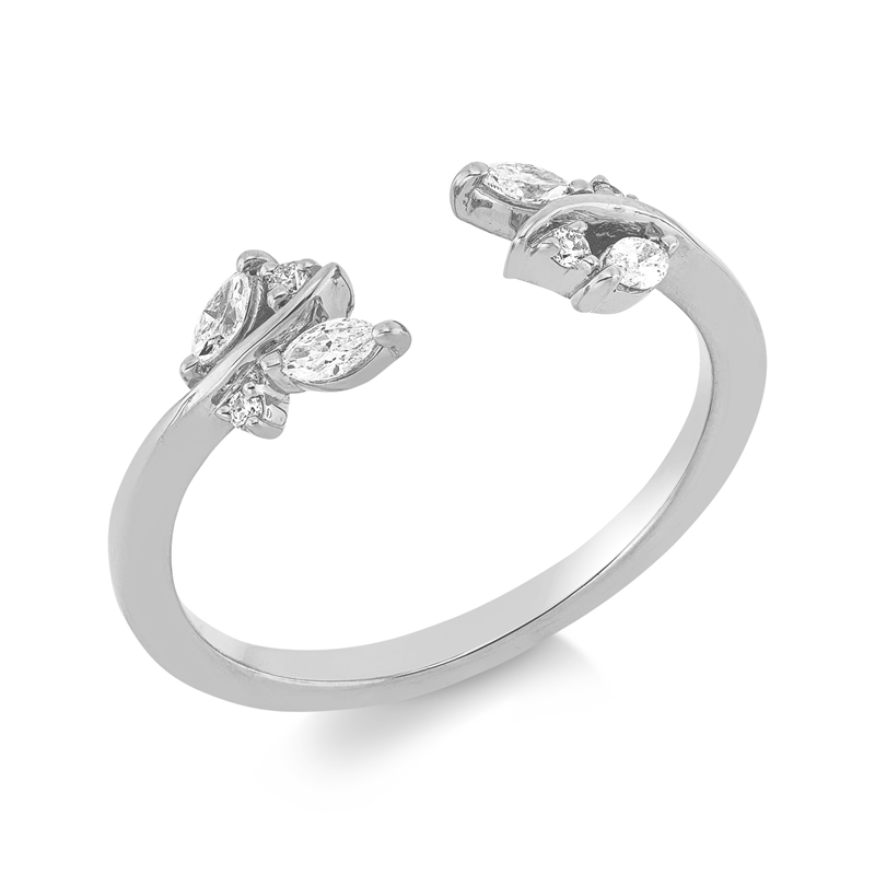 Image 90002317 - Ring 18 kt WG, 4 Navette 0,13 ct, TW-si, 4 Brillanten 0,03 ct, TW-si, ...