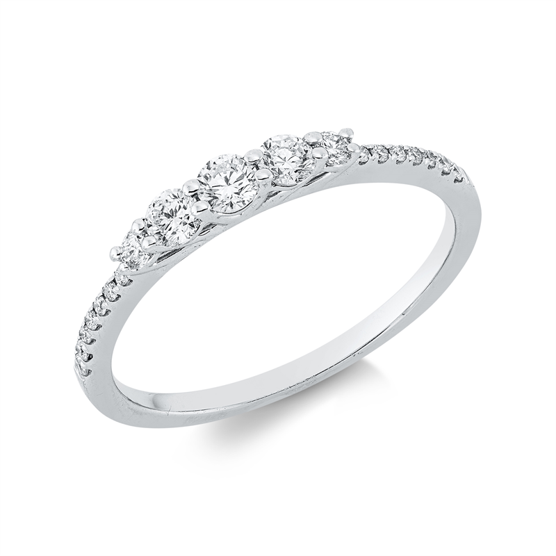 Image 90002332 - Ring 18 kt WG, 1 Brill. 0,09 ct, TW-si, 18 Brillanten 0,25 ct, TW-si, H:12,0 mm, B:2,7 ...
