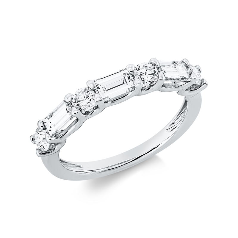 Image 90002338 - Ring 18 kt WG, 3 Baguette 0,57 ct, TW-vsi, 4 Brillanten 0,39 ct, TW-vsi, ...