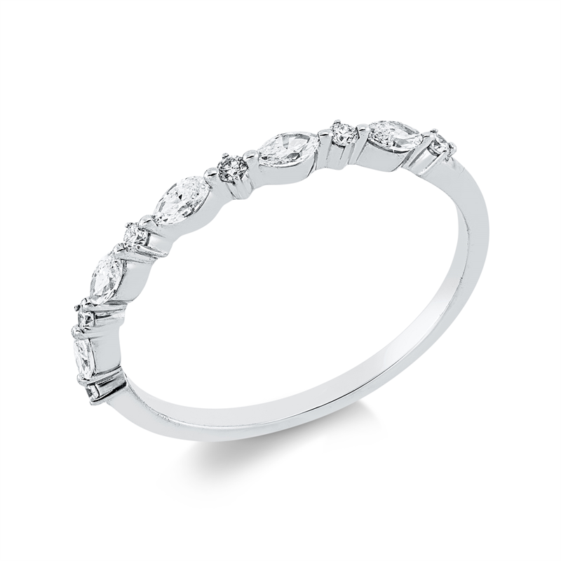 Image Ring 18 kt WG, 5 Navette 0,22 ct, TW-si, 6 Brillanten 0,07 ct, W-si, Weite:54