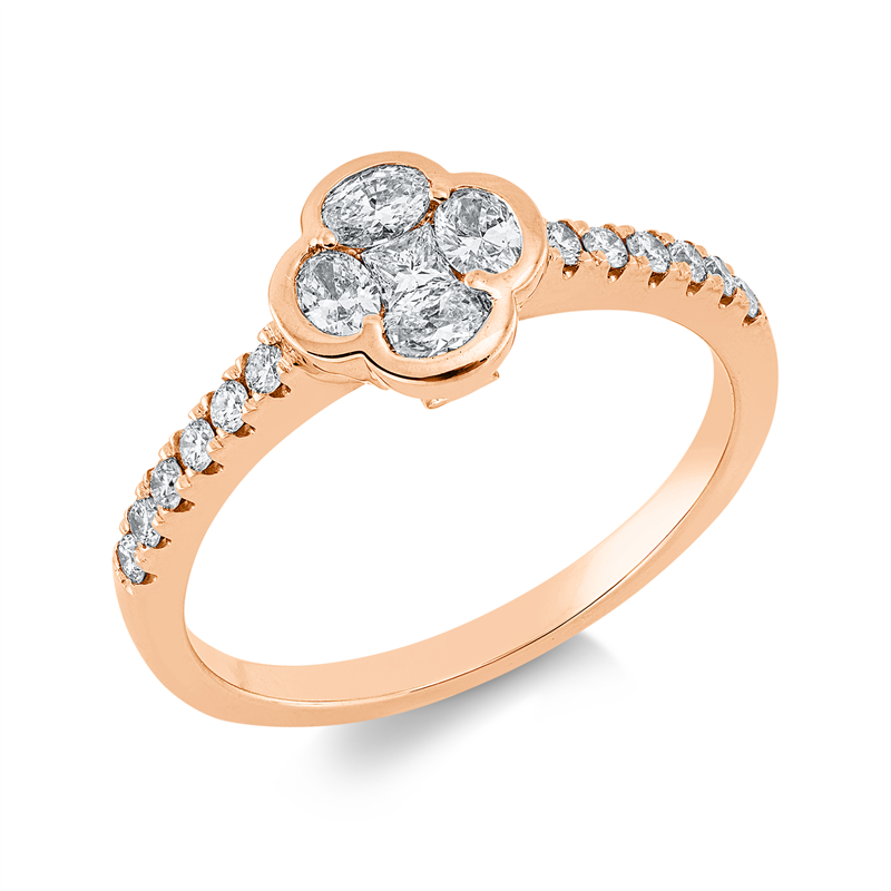 Image Ring 18 kt RG, 1 Princ. 0,06 ct, TW-vsi, 4 Oval 0,31 ct, TW-vsi, 12 Brillanten 0,16 ct, ...