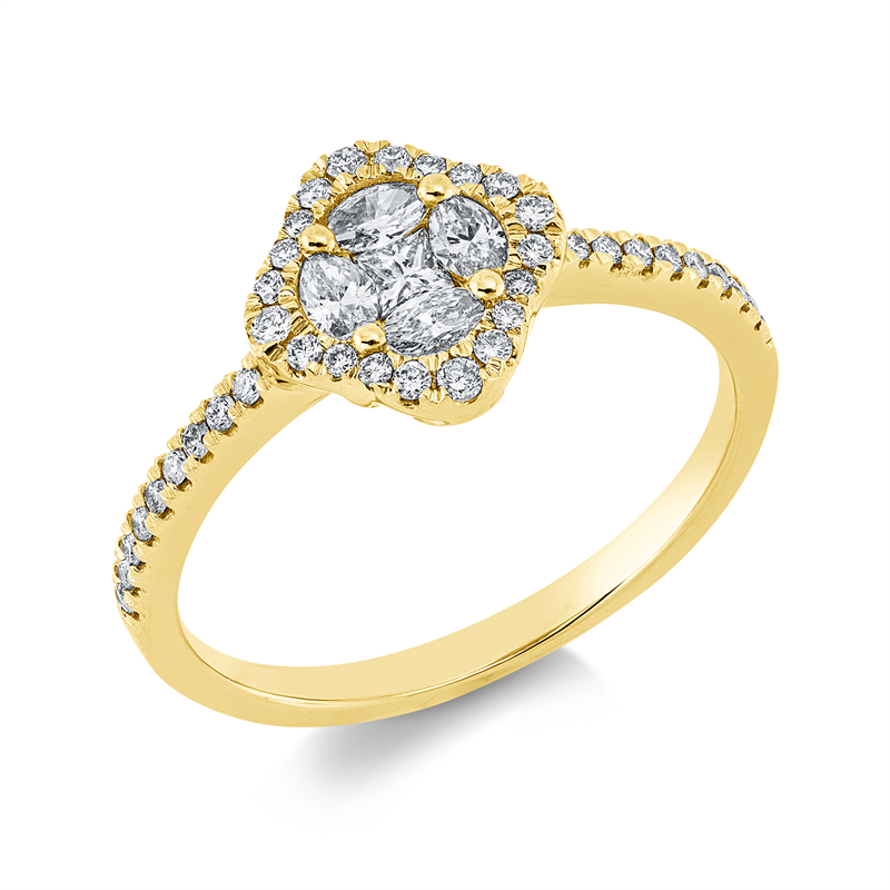 Image Ring 18 kt GG, 1 Princ. 0,06 ct, TW-vsi, 4 Navette 0,21 ct, TW-vsi, 38 Brillanten 0,18 ...