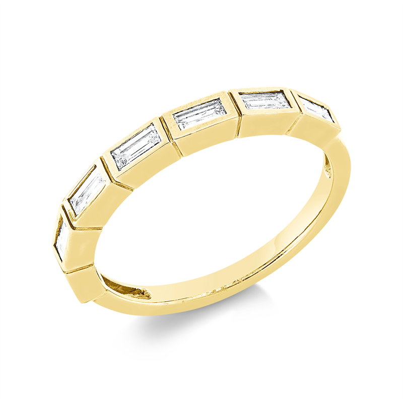 Image Ring Zarge 18 kt GG, 7 Baguette 0,43 ct, TW-si, Weite:53