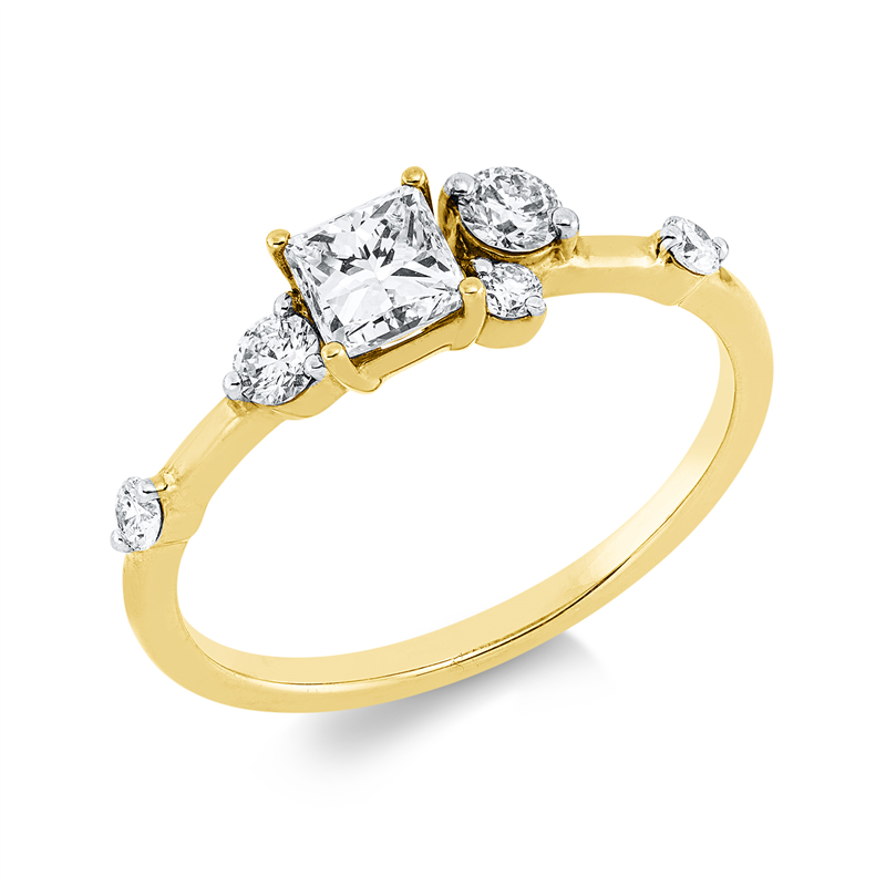 Image Ring 18 kt GG, Fassung rhodiniert, 2 Brillanten 0,18 ct, TW-si, 3 Brillanten 0,10 ct, ...