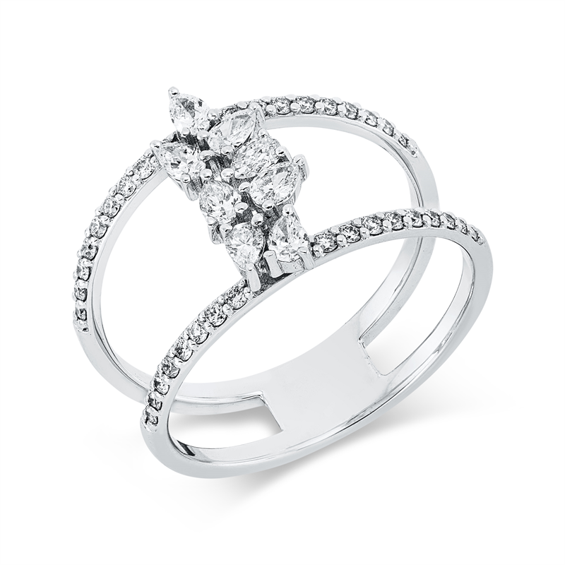 Image 90002227 - Ring 18 kt WG, 8 Tropfen 0,41 ct, I-si, 35 Brillanten 0,27 ct, TW-si, ...