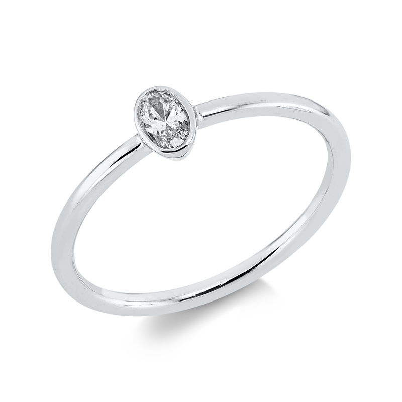 Image 90002229 - Ring Zarge 18 kt WG, 1 Oval 0,14 ct, TW-si, Weite:54 =*=*= Unterkategorie: Solitaire, ...