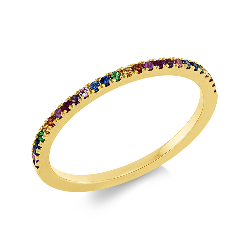 Image 90002230 - Ring 14 kt GG, 27 Saphire 0,16 ct fancy, Weite:54 =*=*= Unterkategorie: Rainbow & ...