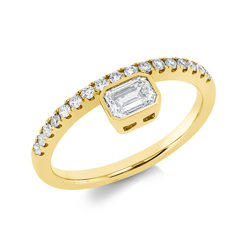 Image 90002235 - Ring 14 kt GG, 1 Sm.schliff 0,41 ct, W-si, 17 Brillanten 0,21 ct, W-si/pi, H:5,8 mm, ...