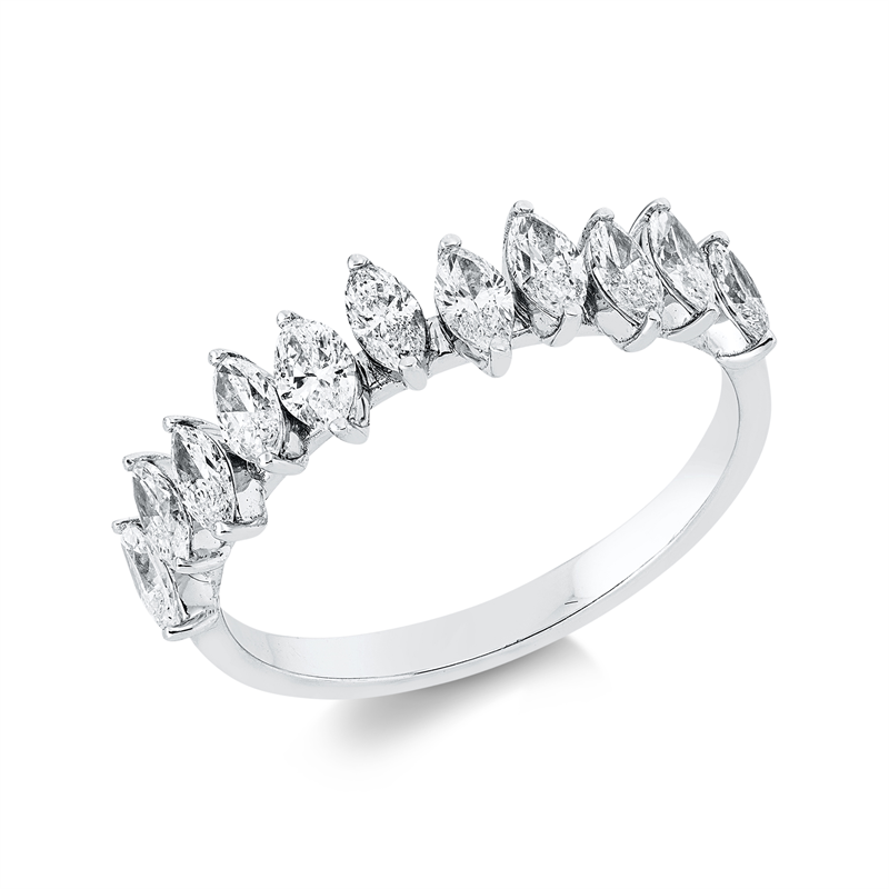 Image 90002243 - Ring 18 kt WG, 11 Navette 0,94 ct, TW-si, H:26,2 mm, B:10,4 mm, ...