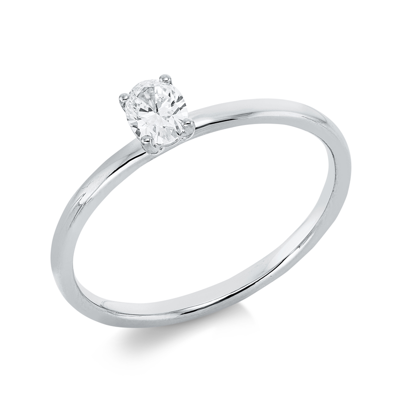 Image 90002360 - Ring 4er-Krappe 18 kt WG, 1 Oval 0,25 ct, TW-si, H:3,5 mm, B:4,7 mm, ...