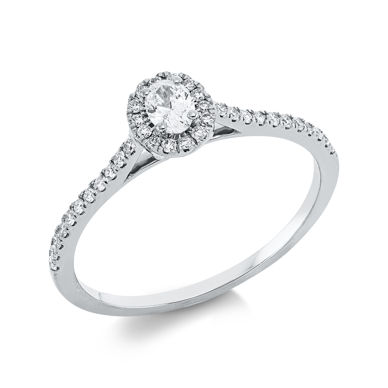 Image 90002363 - Ring 18 kt WG, 14 Brillanten 0,06 ct, TW-si, 1 Oval 0,14 ct, TW-si, 22 Brillanten 0,11 ...