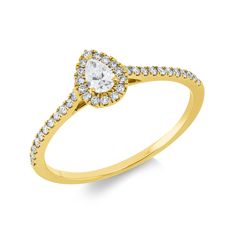 Image 90002364 - Ring 18 kt GG, 15 Brillanten 0,06 ct, TW-si, 1 Tropfen 0,14 ct, TW-si, 22 Brillanten 0,11 ...